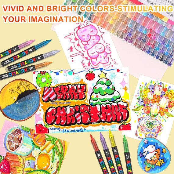 Laconile 72 Farben Acrylstifte für Steine Wasserfest, Brush Tip Acrylic Pens Set, Schnelltrocknend und Ungiftig, Ideal Acrylstifte zum Bemalen für Steinen, Glas, Keramik, Holz, Metall