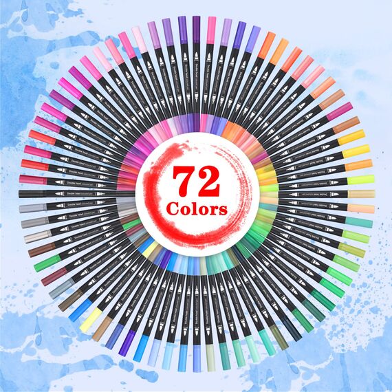 FURNIZONE Filzstifte Doppelseitig 72 Farben Dual Brush Pen Set Brush Marker Pinselstifte Journal Zubehör Stifte für Handlettering Ausmalen Erwachsene