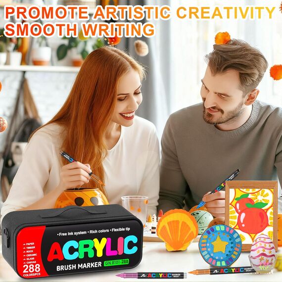 Laconile 288 Farben Acrylstifte Set – Acrylmarker mit Direct Liquid Design, CD-Tasche zum einfachen Tragen für Steine, Glas, Holz, Kunststoff, Keramik – Ideal für Kinder und Erwachsene