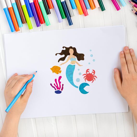 NAKLEO Schablonen Malen für Kinder, 8 Stück Set 15x15cm Meerjungfrau Mermaid, Kinder Kreatives Zeichenschablonen, Kunststoff Wiederverwendbar Malschablone DIY Handwerk, Papier Wand Holz Stoff
