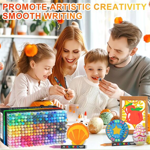 Laconile 240 Farben Acrylstifte für Steine Wasserfest, Brush Tip Acrylic Pens Set, Schnelltrocknend und Ungiftig, Ideal Acrylstifte zum Bemalen für Steinen, Glas, Leinwand, Keramik, Holz, Metall