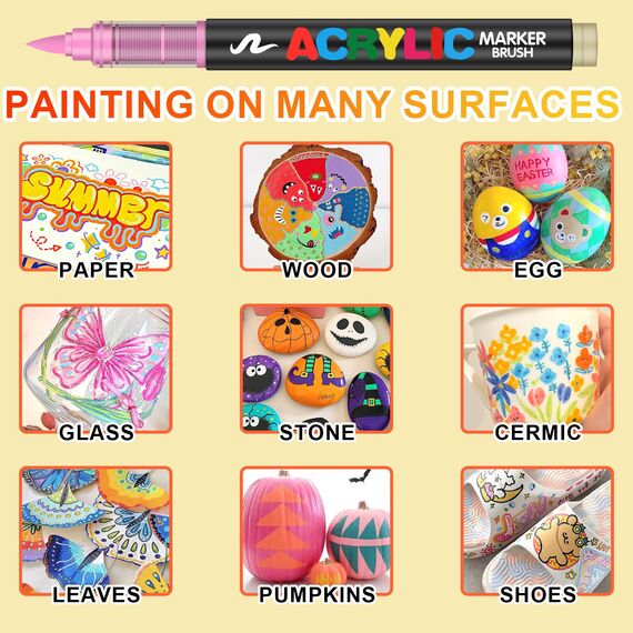 Laconile 288 Farben Acrylstifte Set – Acrylmarker mit Direct Liquid Design, CD-Tasche zum einfachen Tragen für Steine, Glas, Holz, Kunststoff, Keramik – Ideal für Kinder und Erwachsene