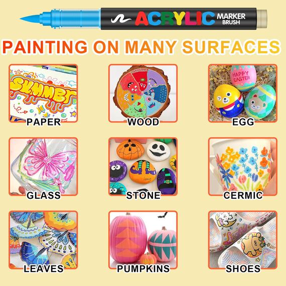 Laconile 360 Farben Acrylstifte für Steine wasserfest mit Portable Suitcase – Direktfließende Acrylic Paint Marker, Stifte für Steine bemalen für Stein, Holz, Glas, Leinwand, Keramik & Stoff