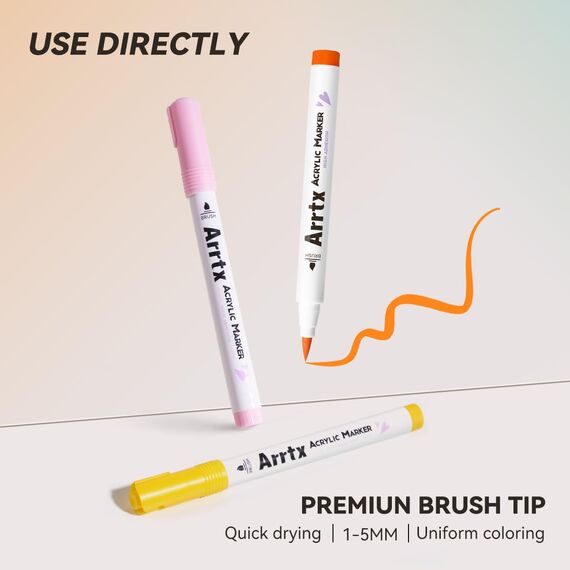 Arrtx Acrylstifte für Steine Wasserfest-36 Farben Stifte Steine Bemalen, Pinsel Spitze Acrylmarker Zum Bemalen Acrylmarker für malerei, Keramik, Glas, Holz, Metall, Leinwand, DIY Fotoalbum