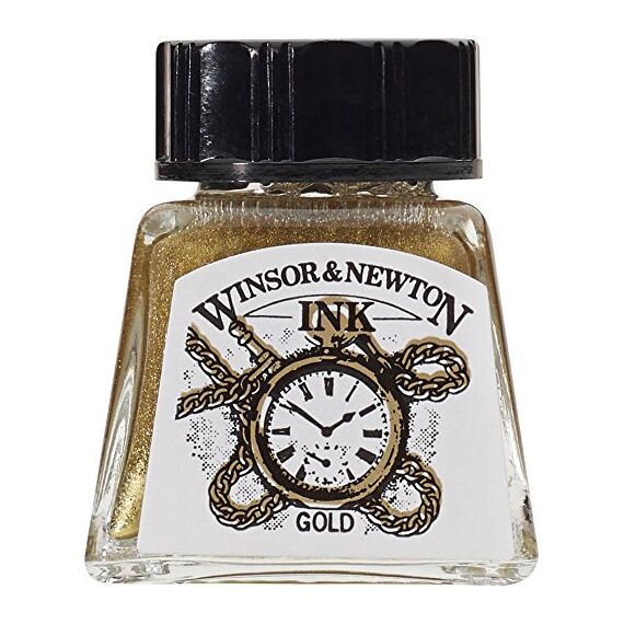 Winsor & Newton 1190190 Kalligraphie Set (3 Flaschen a 14 ml in schwarz, tiefrot und gold, 1 Dip Pen, 5 Kalligraphie-Spitzen, 1 Block A5 Cartridge Papier)