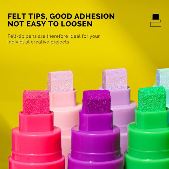 Arrtx Acrylstifte Marker 12 Stück Keil-Spitze 10mm für breite Markierungen - wasserfest, schnell-trocknend, wischfest für Karton, Kunststoff, Holz, Metall, Glas