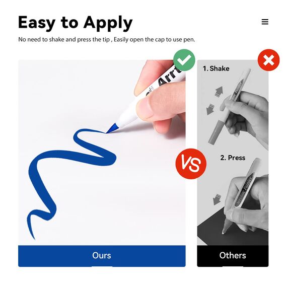 Arrtx Acrylstifte für Steine Bemalen, 30 Farben Wasserfeste Acrylstifte Marker Pinselspitze, Schnelltrocknender Acrylfarben Stifte für Osterei, Steine, Keramik, Glas, Holz, Leinwand, DIY Fotoalbum