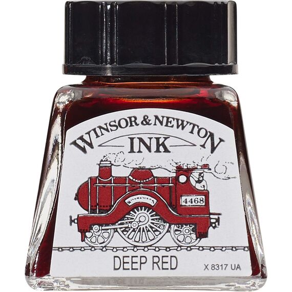 Winsor & Newton 1005227 Drawing Inks - Zeichentusche für Kalligraphen, Illustratoren, Grafikern, Künstler - wasserbeständige Farben, herrvorragender Transparenz, 14ml Flasche - Tiefrot