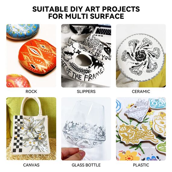 Arrtx Acrylstifte für Steine Wasserfest 10 Stück Dual Tip Stifte Steine Bemalen Permanent Acrylmarker für Holz, Leinwand, Glas, Papier, Keramik-4 Weiß, 4 Schwarz, 1 Gold und 1 Silber