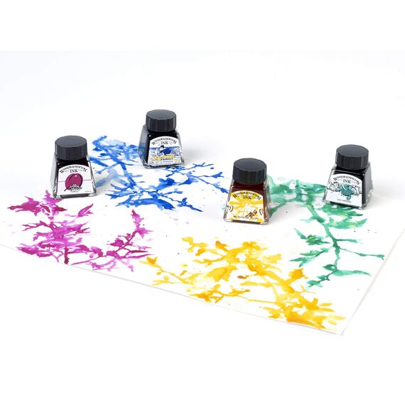 Winsor & Newton 1005660 Drawing Inks - Zeichentusche für Kalligraphen, Illustratoren, Grafikern, Künstler - wasserbeständige Farben, herrvorragender Transparenz, 14ml Flasche - Ultramarin