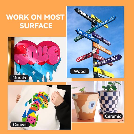 Arrtx Graffiti Acryl Marker Set, 15mm Jumbo-Filzspitze Grafitistifte, 10 Jumbo, Acryl-Farbstifte für DIY, Felsmalerei, Steine Wasserfest, Keramik, Glas, Holz, Leinwand