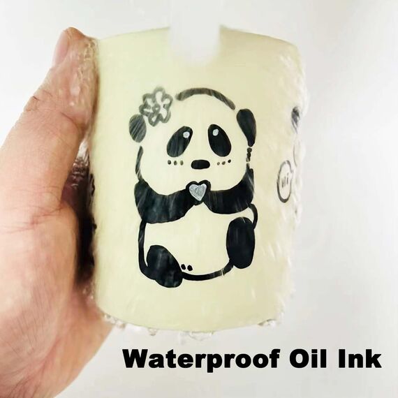 Aurobliss Lackmarker Schwarz 5 Stück, Lackstift Wasserfeste Stifte für Holz, Steine, Schiefer, Gummi, Metall, Glas, Plastik, Textilien Permanent Marker Schwarz Dicke Spitze