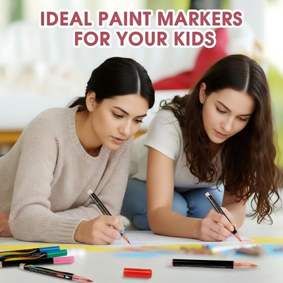 Acrylstifte für Steine Wasserfest-12 Farben Nail Art Marker ostereier zum bemalen für Lettering, Kartenherstellung, Rock Malerei, Stein, Keramik, Glas, Holz, Leinwand, Metall, DIY Kunsthandwerk