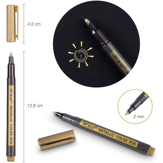 ABEIER Metallic Marker Stifte,10 Farben Metallischen Stift Pens,Gold Metallischen Stift set für schwarzes Papier,Steinmalerei, gästebuch,Kartenherstellung,Scrapbooking,Handwerk, zum Metall,Holz