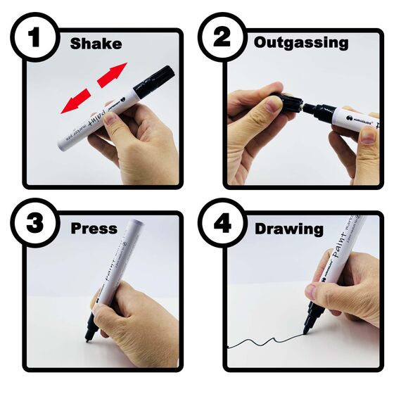 Aurobliss Lackmarker Schwarz 5 Stück, Lackstift Wasserfeste Stifte für Holz, Steine, Schiefer, Gummi, Metall, Glas, Plastik, Textilien Permanent Marker Schwarz Dicke Spitze