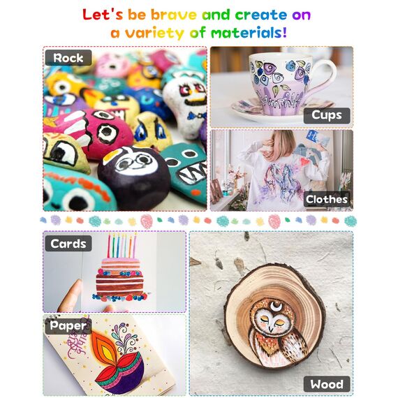 Acrylstifte für Steine Wasserfest, acrylfarbene Stifte, 48 Farben/24 Stück Dual Tip Acrylfarben Stifte zum Malen von Steinen, Holz, Glas, Leinwand, Stoff, DIY Fotoalben und Keramik