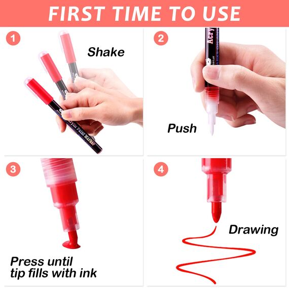 wonsar Acrylstifte Marker Stifte, 18 Farben Wasserfest Acrylstifte für Steine Bemalen, Acrylfarben Stifte für Kinder DIY Keramik Glas Porzellan Metall Kunststoff Holz, Leinwand (0,7mm Spitze)