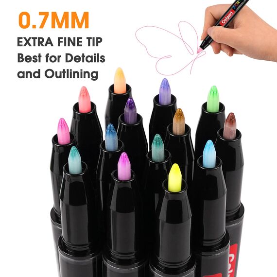 colpart Acrylstifte für Steine wasserfest Extra feine Acrylmalstifte 72 Farben Acrylfarbenstifte für das Malen auf Steinen, Holz, Leinwand, Stein, Glas und Keramikoberflächen.