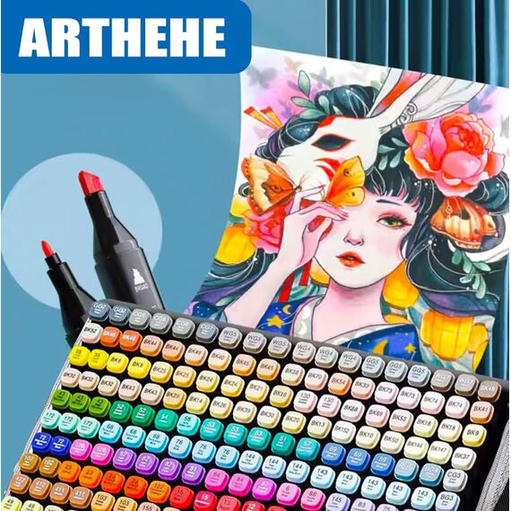 ARTHEHE 262 Farben Marker Set, Schnell Alkohol Marker Set für Erwachsene Marker Stifte Set für Manga/Design/Schule mit Lagerbasis