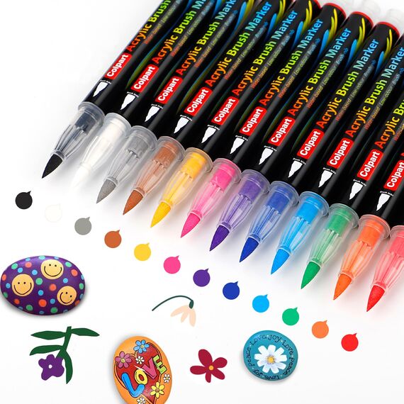 Acrylstifte für Steine Wasserfest-12 Farben Nail Art Marker ostereier zum bemalen für Lettering, Kartenherstellung, Rock Malerei, Stein, Keramik, Glas, Holz, Leinwand, Metall, DIY Kunsthandwerk