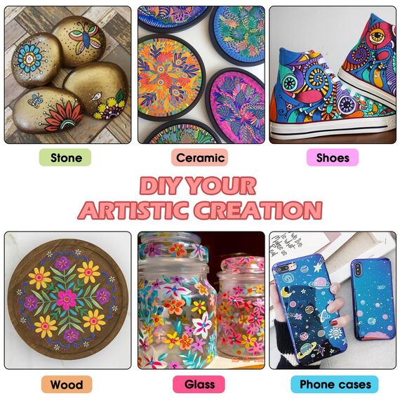 colpart Acrylstifte für Steine wasserfest Extra feine Acrylmalstifte 72 Farben Acrylfarbenstifte für das Malen auf Steinen, Holz, Leinwand, Stein, Glas und Keramikoberflächen.