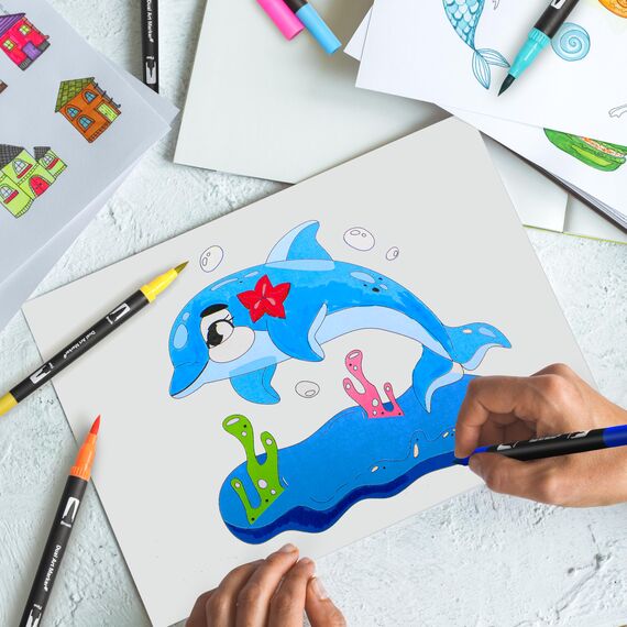 Halobios Dual Brush Pen Set, Filzstifte 120 Farben Pinselstifte Marker Aquarell Stifte Für Kinder und Erwachsene, Ausgestattet mit Schwarzer Tragetasche Lagerbasis