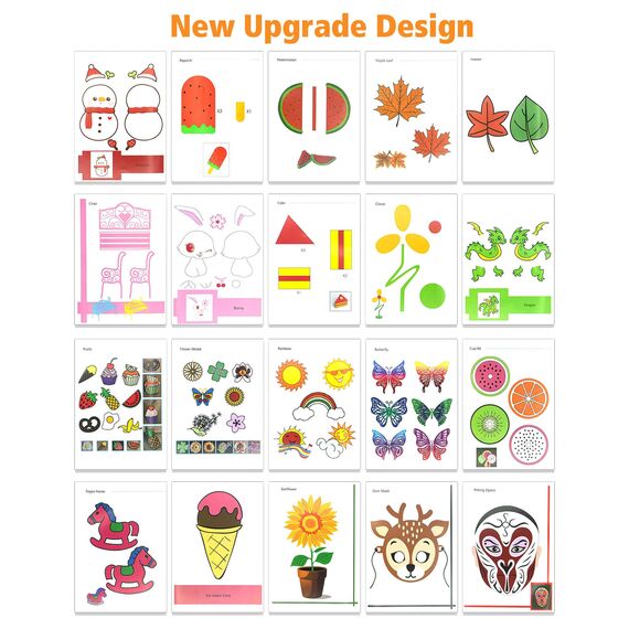 3D-Druck-Zeichenbuch, wiederverwendbare bunte 40 Muster dickes Papier Vorlage mit einer klaren Platte, Malerei Graffiti-Vorlage für 3D-Stift DIY Geschenk (Cute Childhood)