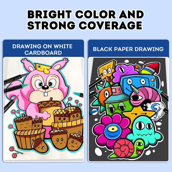 colpart Acrylstifte für Steine wasserfest – 2-in-1 Dual-Tip: Flexible Pinselspitze & Feine Spitze – Direct-Liquid System ohne Pumpen – Acryl Stifte für Flächen & Präzise Details – 48 Farben