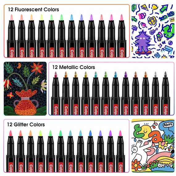 colpart Acrylstifte für Steine wasserfest Extra feine Acrylmalstifte 72 Farben Acrylfarbenstifte für das Malen auf Steinen, Holz, Leinwand, Stein, Glas und Keramikoberflächen.