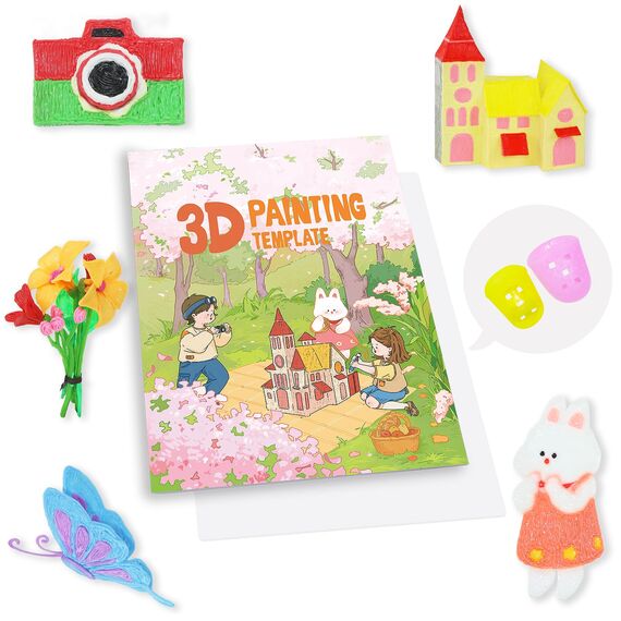 SONGTIY 3D Malerei Zeichenbuch, 40 Muster wiederverwendbare Malerei Graffiti-Schablone, kreative Schablonen Formen mit einer PVC-Platte für Anfänger und Handwerker, Geburtstag DIY Ideen Geschenk