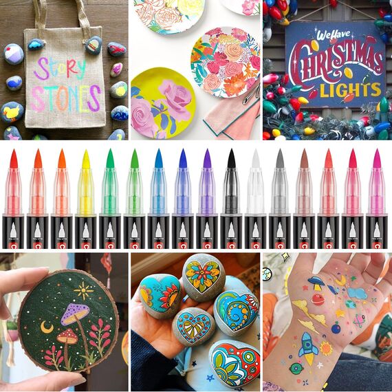 colpart Acrylfarbe Stifte-Acrylstifte für Steine Wasserfest 36Farben Acrylic Marker Set für Holz Rock,Keramik, Glas, Leinwand, Metall, DIY Kunsthandwerk