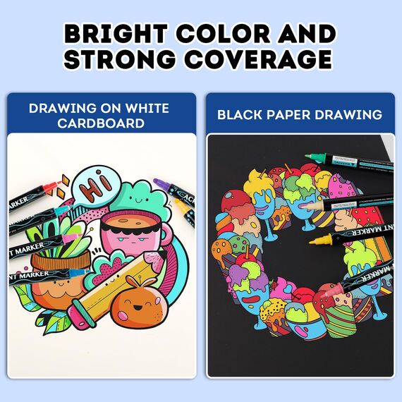 colpart Acrylstifte für Steine wasserfest-Steine Ostereier zum Bemalen Doppelendige Acrylic PaintPermanent Marker Stift Für Kunststoff Glas Holz Keramik Metall Reifen Leinwand.60BagtypeBrushSet