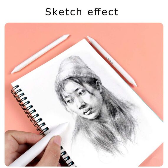 6 Stück Papierwischer Bleistife, 4/6/9/10/12/13mm Doppelköpfe Papier Stift Weiß Art Papier Stümpfe für Zeichnen DIY