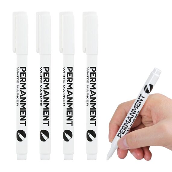 Sugeru 4pcs Stifte-Weißer-1mm Acrylstifte fein,Acrylmarker feine Rundspitze 1mm,Wasserbasiert Lackstift Weiß,Lichtecht und Wasserfest,für Stein,Keramik,Glas,Holz,Leinwand,nahezu alle Untergründe