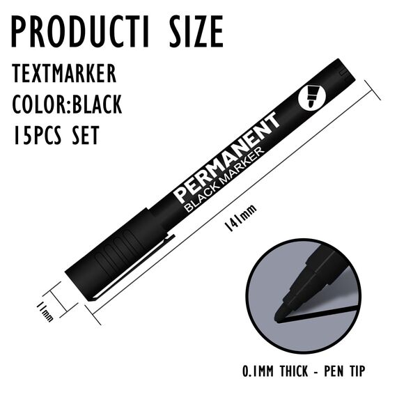 Sugeru 15pcs Stifte-Schwarz-1mm Acrylstifte fein,Acrylmarker feine Rundspitze 1mm,Wasserbasiert Lackstift Weiß,Lichtecht und Wasserfest,für Stein,Keramik,Glas,Holz,Leinwand,nahezu alle Untergründe