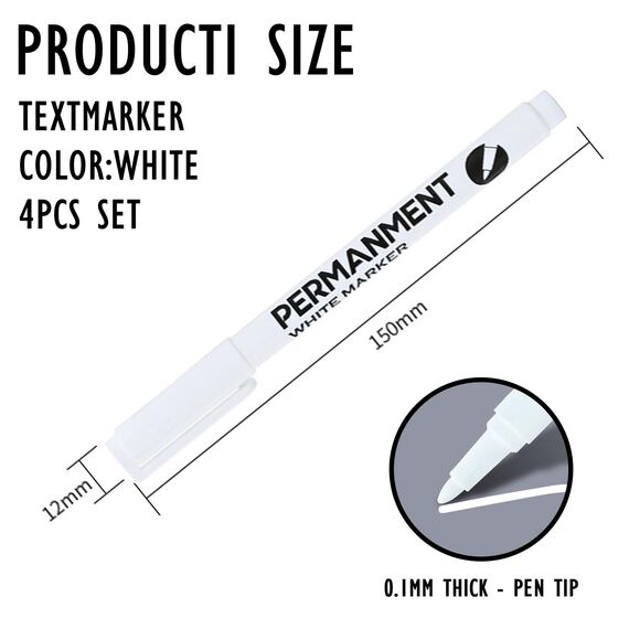 Sugeru 4pcs Stifte-Weißer-1mm Acrylstifte fein,Acrylmarker feine Rundspitze 1mm,Wasserbasiert Lackstift Weiß,Lichtecht und Wasserfest,für Stein,Keramik,Glas,Holz,Leinwand,nahezu alle Untergründe