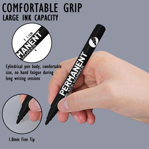 Sugeru 15pcs Stifte-Schwarz-1mm Acrylstifte fein,Acrylmarker feine Rundspitze 1mm,Wasserbasiert Lackstift Weiß,Lichtecht und Wasserfest,für Stein,Keramik,Glas,Holz,Leinwand,nahezu alle Untergründe