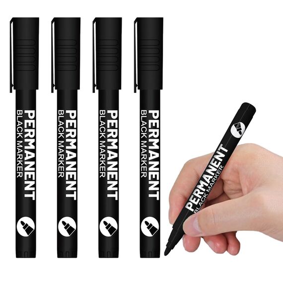 Sugeru 4pcs Stifte-Schwarz-1mm Acrylstifte fein,Acrylmarker feine Rundspitze 1mm,Wasserbasiert Lackstift Weiß,Lichtecht und Wasserfest,für Stein,Keramik,Glas,Holz,Leinwand,nahezu alle Untergründe