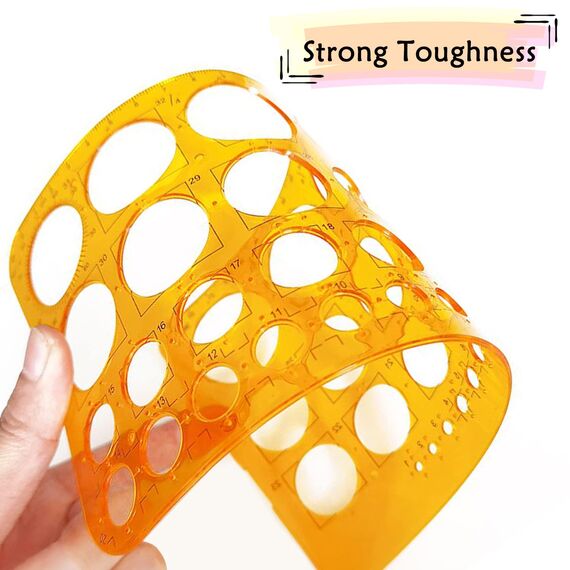 RIVIEVAL Kreisschablone Kreisschablone Kunststoffschablone Zeichenschablone mit 36 Kreisen Kreislineal zum Zeichnen Messen Gestalten (Orange)