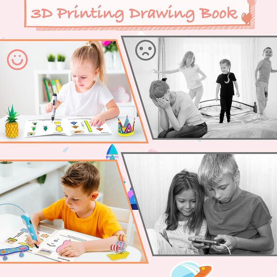 SONGTIY 3D Malerei Zeichenbuch, 40 Muster wiederverwendbare Malerei Graffiti-Schablone, kreative Schablonen Formen mit einer PVC-Platte für Anfänger und Handwerker, Geburtstag DIY Ideen Geschenk