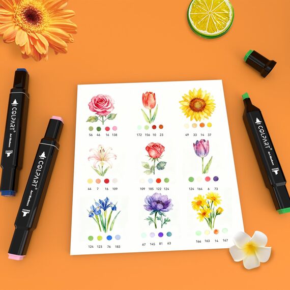 colpart 204 Farben Alkohol Marker Set – Doppelseitige Marker Stifte für Erwachsene, ideal zum Zeichnen, Skizzieren, Ausmalen, inklusive Tragetasche