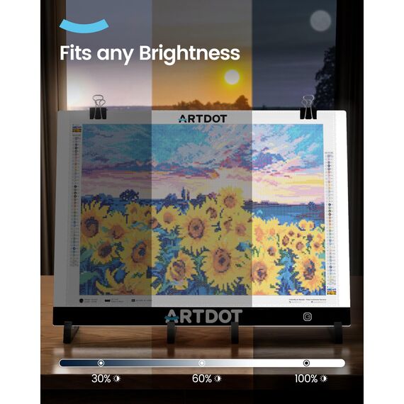 ARTDOT Leuchttisch A3 als 5D Diamond Painting Zubehör, Einstellbare Helligkeit Diamant Painting Lichtplatten mit Ständer für Diamond Painting Erwachsene