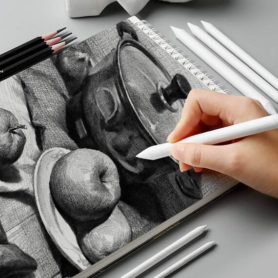 6 Stück Papierwischer Bleistife, 4/6/9/10/12/13mm Doppelköpfe Papier Stift Weiß Art Papier Stümpfe für Zeichnen DIY