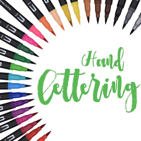 Dual Brush Pen Set, 36 Farben Doppelfasermaler, Tinte auf Wasserbasis Doppelfilzstifte Für Aquarell Watercolo Bullet Journal Handlettering Kalligraphie Manga, Fasermaler[1-2 mm] und Fineliner[0,4 mm]