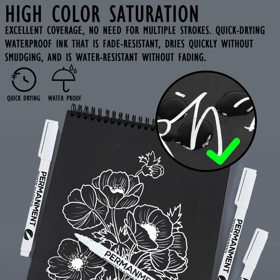 Sugeru 3pcs Stifte-Weißer-2mm Acrylstifte fein,Acrylmarker feine Rundspitze 1mm,Wasserbasiert Lackstift Weiß,Lichtecht und Wasserfest,für Stein,Keramik,Glas,Holz,Leinwand,nahezu alle Untergründe