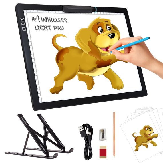 elice leuchtplatte din a4 mit Ständer/Clip,Wiederaufladbares leuchttisch A4,Tragbares 6 Helligkeitsstufen & Stufenloses Dimmen zeichenplatte,light pad für Diamond Painting,Zeichnen,Skizzieren,Tattoo