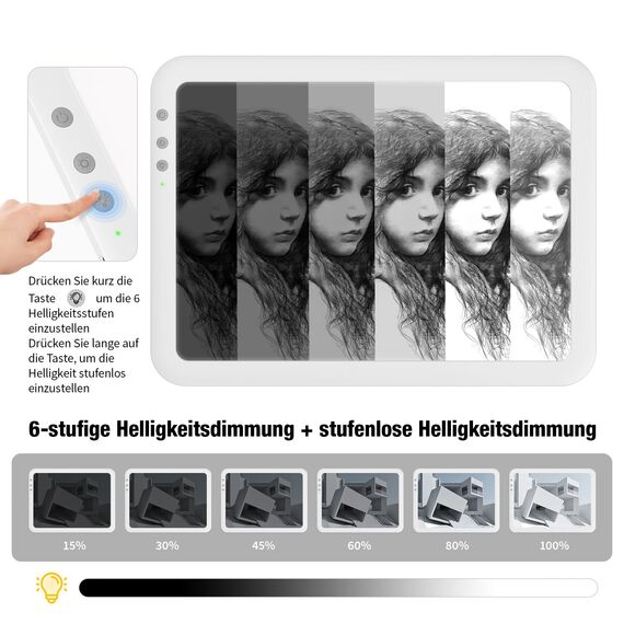 elice Wiederaufladbarer A3 Leuchttisch,8120Lux Super hell LED-Lichtpad mit 3500mAH Batterie,6 Dimmstufen und 3 Farbtemperaturen light pad für Diamond Painting,Zeichenbrett für Zeichnen,Skizzieren