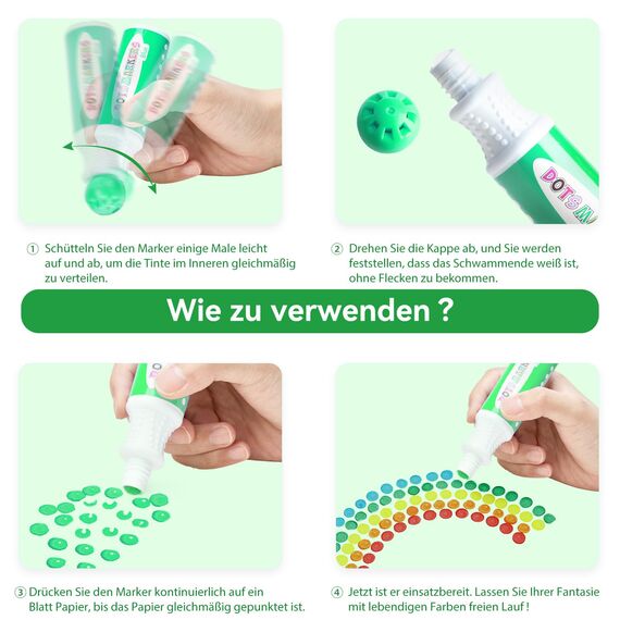 Ohuhu Bingo Dabbers, 8 Farben Auswaschbar Dot Marker für Kinder (40 ml) mit einem leeren 30 Seiten Kinder Activity Book für Vorschule ungiftig Wasser-basierte Punkt-Kunstmarker