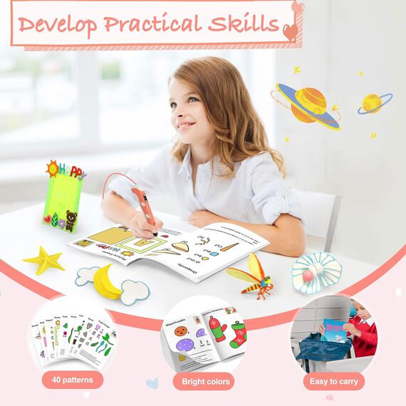 SONGTIY 3D Malerei Zeichenbuch, 40 Muster wiederverwendbare Malerei Graffiti-Schablone, kreative Schablonen Formen mit einer PVC-Platte für Anfänger und Handwerker, Geburtstag DIY Ideen Geschenk