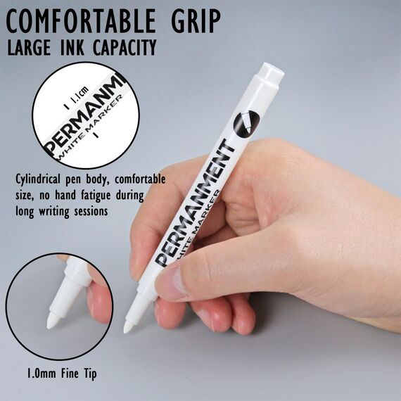 Sugeru 4pcs Stifte-Weißer-1mm Acrylstifte fein,Acrylmarker feine Rundspitze 1mm,Wasserbasiert Lackstift Weiß,Lichtecht und Wasserfest,für Stein,Keramik,Glas,Holz,Leinwand,nahezu alle Untergründe